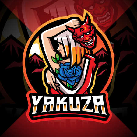 Yakuza esport mascot logo designのイラスト素材