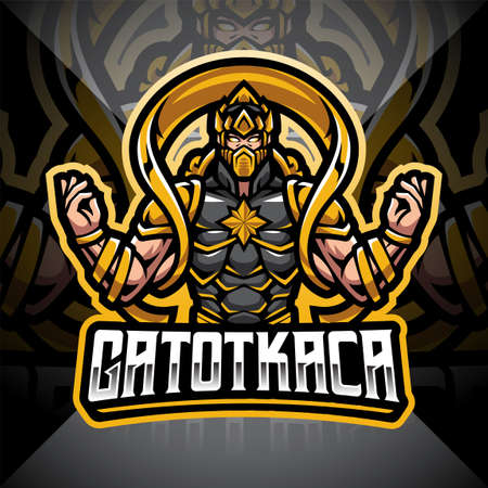Gatotkaca esport mascot logo designのイラスト素材