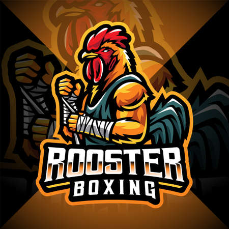 Rooster boxing esport mascot logo designのイラスト素材