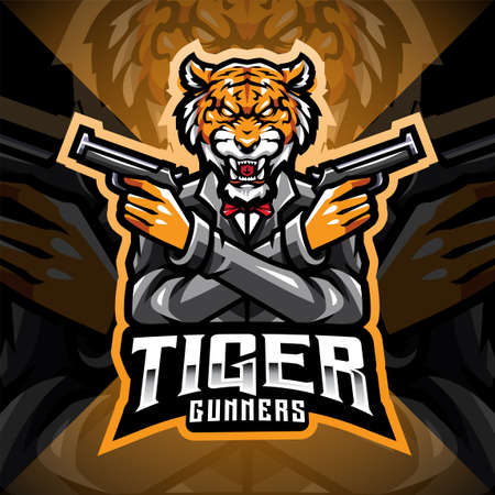 Tiger gunner esport mascot logoのイラスト素材