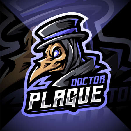 Plague doctor head esport mascot logoのイラスト素材
