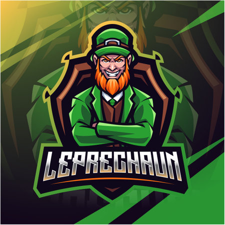 Leprechaun esport mascot logo designのイラスト素材