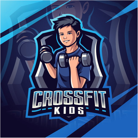 Crossfit kids mascot logo designのイラスト素材