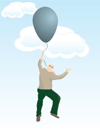 Man flying with balloonのイラスト素材