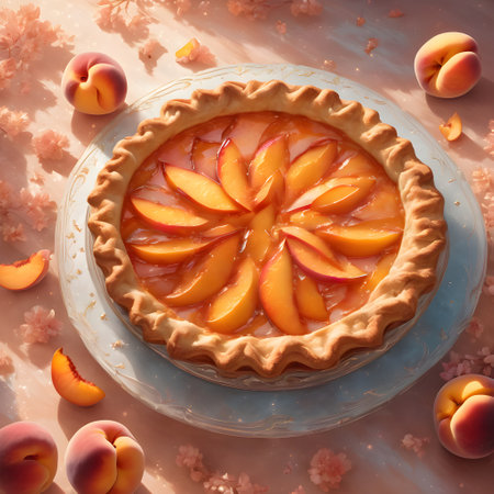 Delicious peach pie, AI generatedの素材