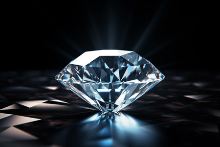 Brilliant diamond with reflection, AI generatedの素材