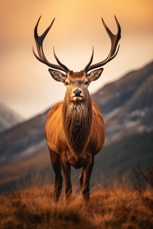 Realistic red deer in the wild, AI generatedの素材