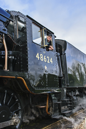 ROTHLEY Great Central  Steam railway, UK - 2015 :  Steam engine driver
