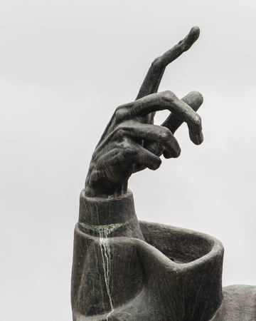Croatia, Split - June 2018:The hand from  Ivan Mestrovicâs sculpture of Gregory of Nin (Grgur Ninski). Gregor stands watch at the Golden Gate to the Diocletian's Palaceのeditorial素材