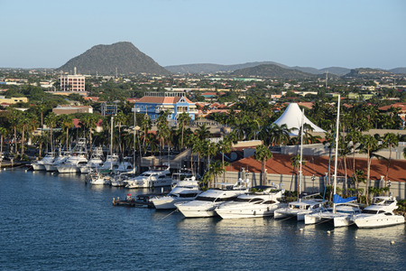 Aruba - December 2014: View inland over the harbourのeditorial素材