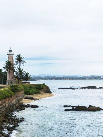 Sri Lanka: Looking along the coast to the light house at Galleの写真素材