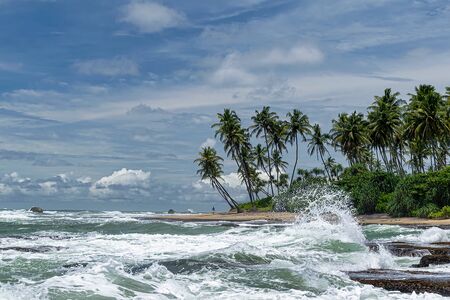 Sri Lanka, - Sept 2015:  Waves crashing onto the beach at Galle