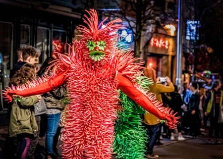 Nottigham, UK - Feb 2020: Shaggy monster figures leading the parade at the annual festial of lightのeditorial素材