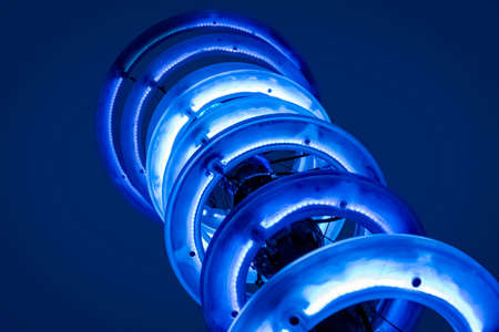 Nottigham, UK - Feb 2020: Glowing musical light sculptures in the park at Nottingham Caslteのeditorial素材