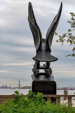 USA, New York - May 2019: War memorial, 1941-45 monument to seamen across America who lost their livesのeditorial素材