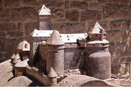 France, Haupt Koenegsbourg, Hune 2015: Battlements and towers of Haut-KÅnigsbourg Chateau small scale modelのeditorial素材