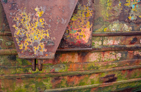 Rust and Decay, Abstract Texture of a Weathered Metal Surfaceの写真素材