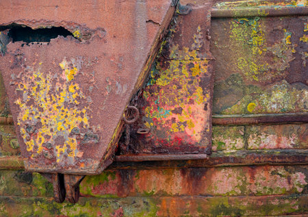 Rust and Decay, Abstract Texture of a Weathered Metal Surfaceの写真素材