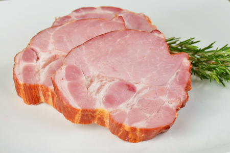 Two blocks of smoked pork neck with spiceの写真素材