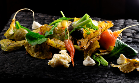 Autumn vegetables in fine dining restaurantの写真素材