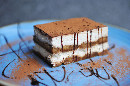 Homemade tiramisu, a traditional Italian dessertの写真素材