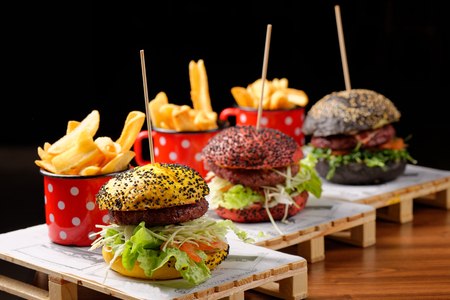 Gourmet burgers with a french friesの写真素材