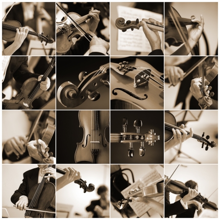 collage Violin detail musicians to play a symphony の写真素材