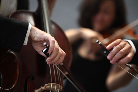 details of musicians to play a symphony の写真素材
