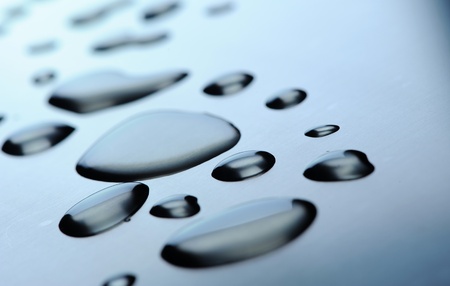 drops of water on steel surface 
