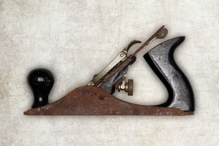 old carpenter tool planer, isolatedの写真素材