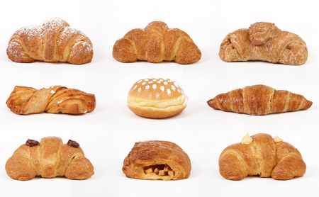 Set croissants isolated on white backgroundの写真素材