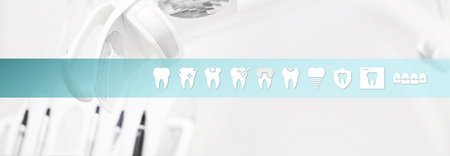 Dental health care concept teeth icons and symbols web banner backgroundの写真素材