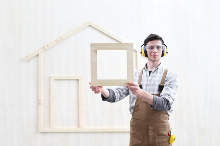 house construction renovation concept handyman carpenter worker,の写真素材