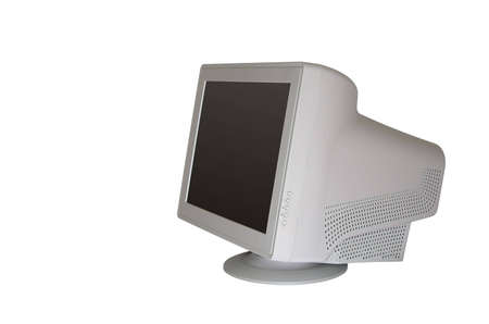 Big gray CRT monitor with empty screen