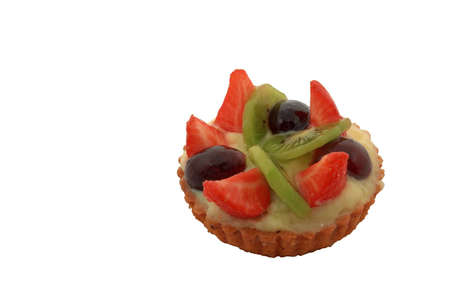 Tart with strawberry kiwi and plumの写真素材