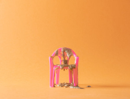Chair and gel on an orange background. Holiday conceptの写真素材
