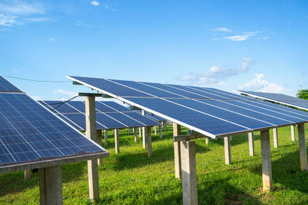 Solar photovoltaic panels and solar photovoltaic power generation systems,Green energy and sustainable development for solar energy power generator.の写真素材