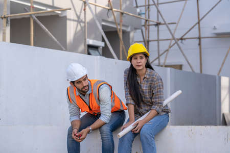 Engineer and architect are stressed at construction site,He is having problems in work,Engineering...