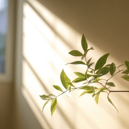 Background texture,Shadow of tree and green tree branches on a concrete wall,Generative, AI, Illustration.の素材