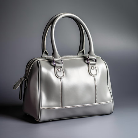 Gray color women handbag isolated on gray background ,AI generated.の素材