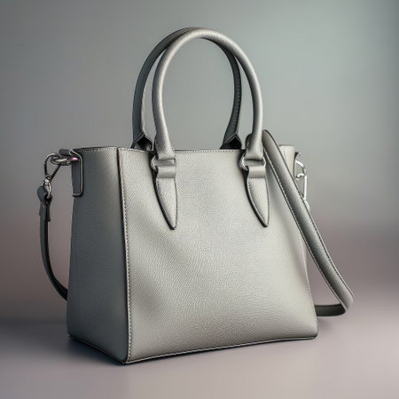 Gray color women handbag isolated on gray background ,AI generated.の素材