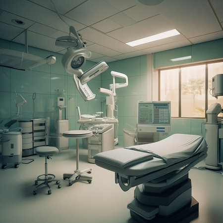 Empty operation room,Surgery Robot Performing Medical Operation In Operating Room,AI generated.の素材