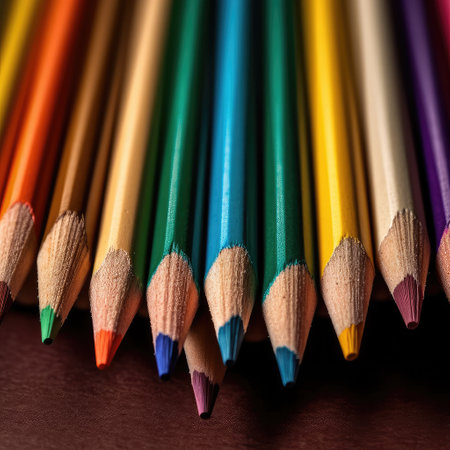 Wooden multi colored pencils,Color pencils,AI generated.の素材