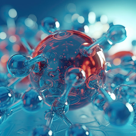 Abstract connected glass bubbles molecule background, Abstraction, creativity concept, AI generated.の素材