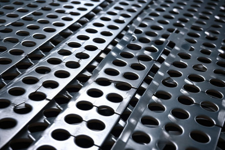 Metal grate, Non slip Steel grating, Background, AI generated.の素材