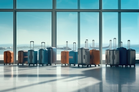 Luggage at the airport for holiday travel, Vacations and holiday travel concept , AI generated.の素材