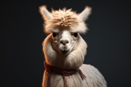 portrait of alpaca in a farm.の素材