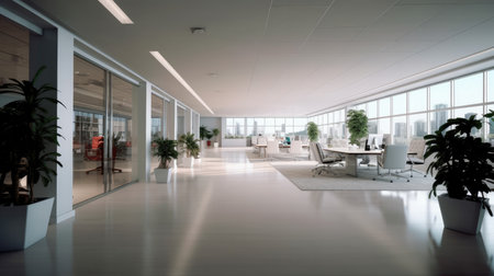 Modern white and open space office interior.の素材