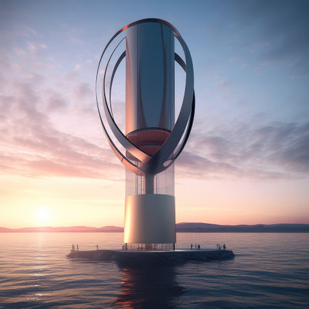 A vertical wind turbine that could revolutionize the offshore wind industry.の素材