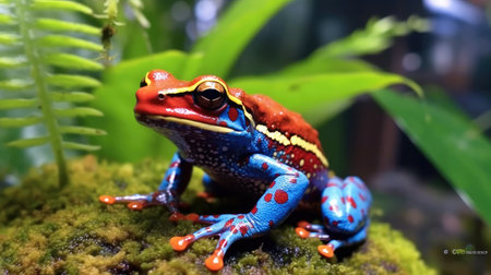 Colorful jungle tree frog, Amphibian wildlife in the rainforest.の素材